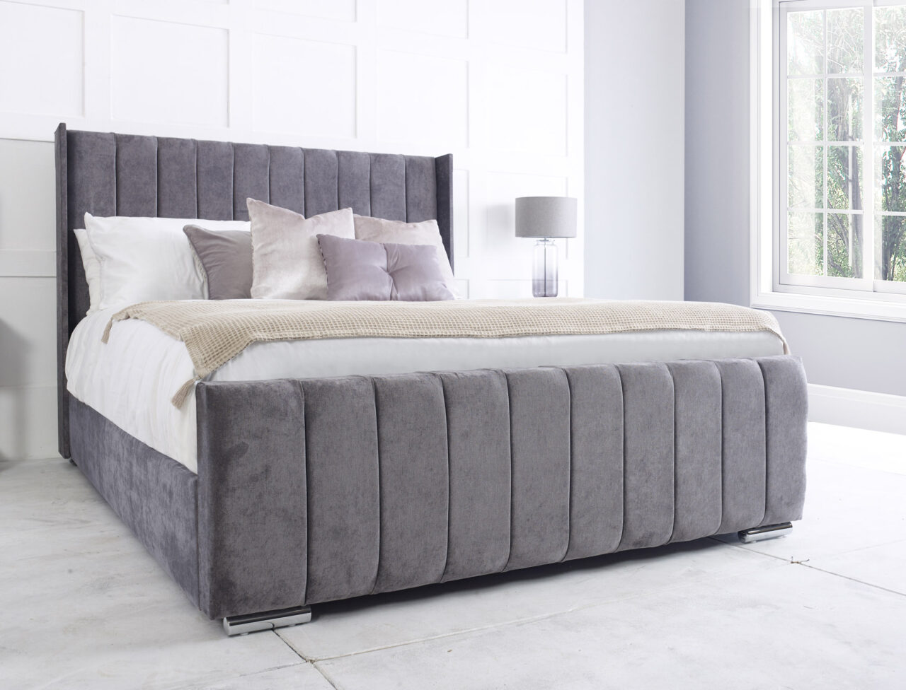 Panel Line Wing Ottoman Bed | Including Mattress