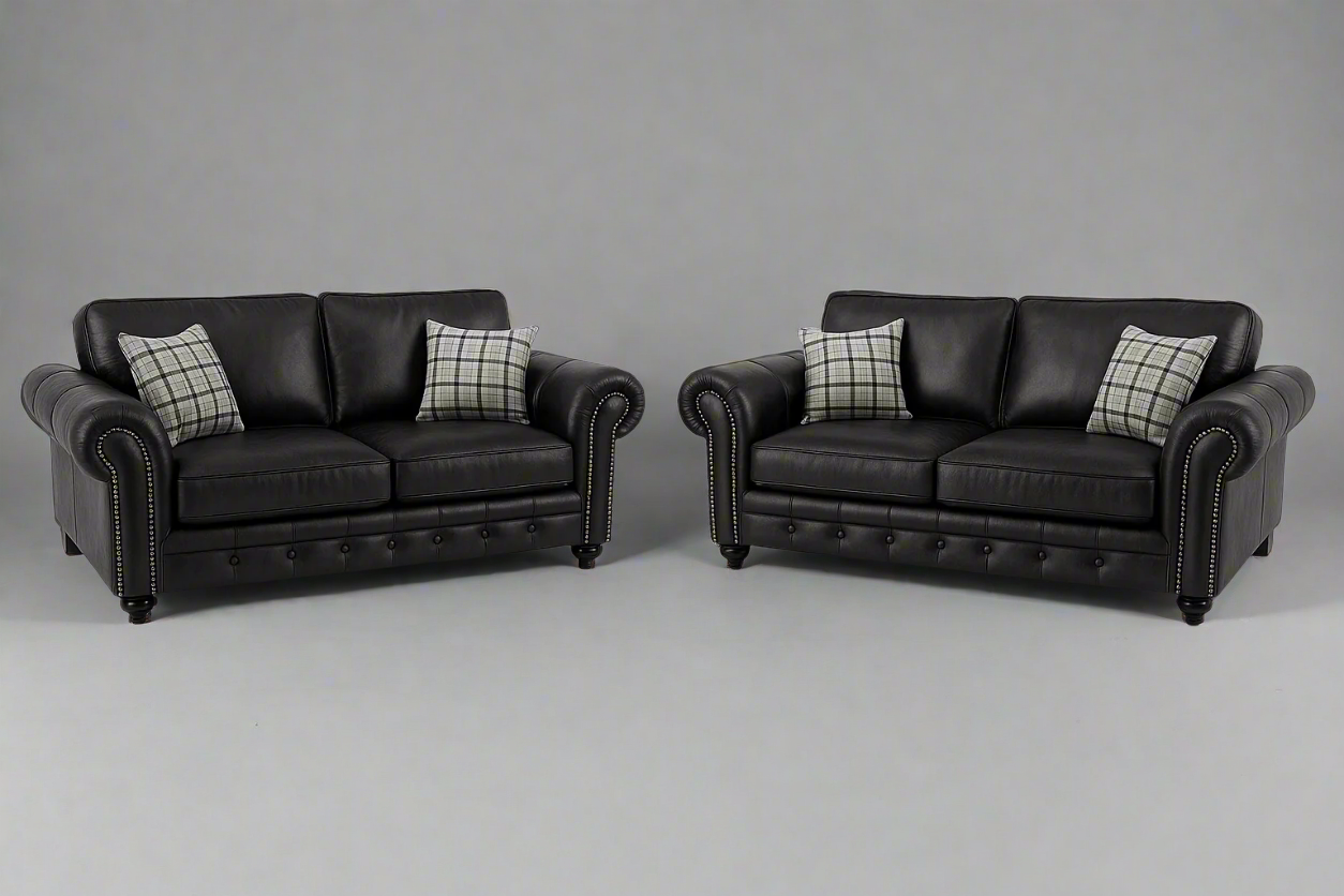 Oakland Leather Sofa | With Footstool