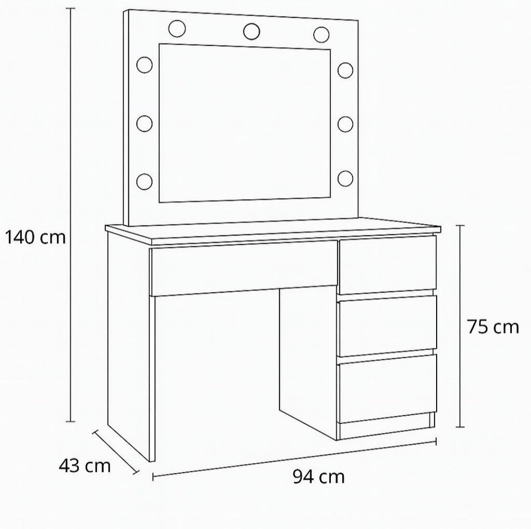Dressing / Vanity Desk With Lights & Mirror