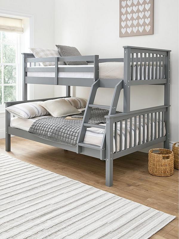 Triple Wooden Bunk Bed | Convertible | Including 2x Mattress