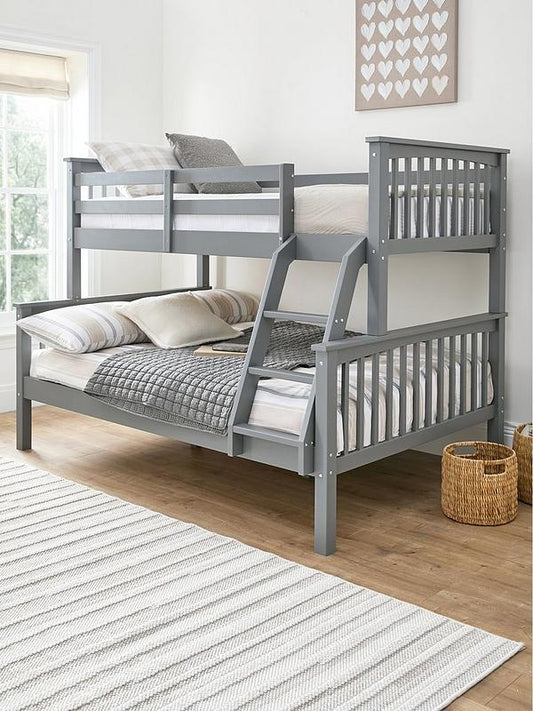 Triple Wooden Bunk Bed | Convertible |  Including 2x Mattress