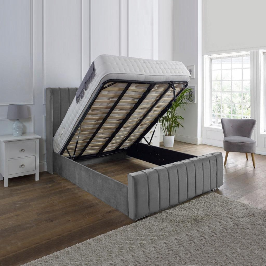 Panel Line Wing Ottoman Bed | Including Mattress