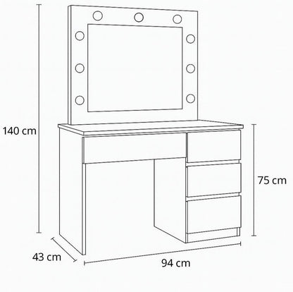 Dressing / Vanity Desk With Lights & Mirror