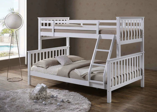 Triple Wooden Bunk Bed | Convertible |  Including 2x Mattress