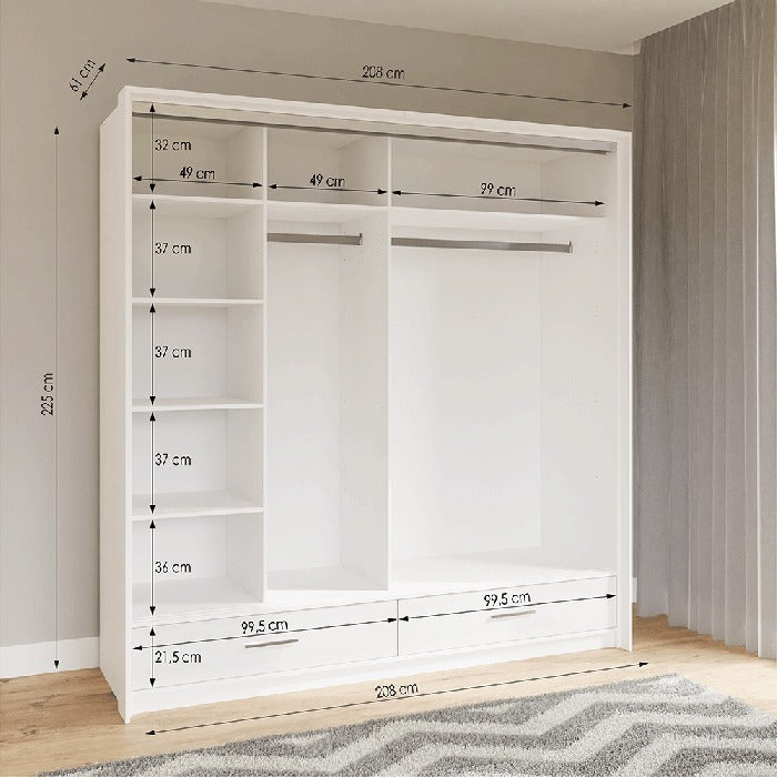 High Gloss Sliding Door Wardrobe | Including Mirrors