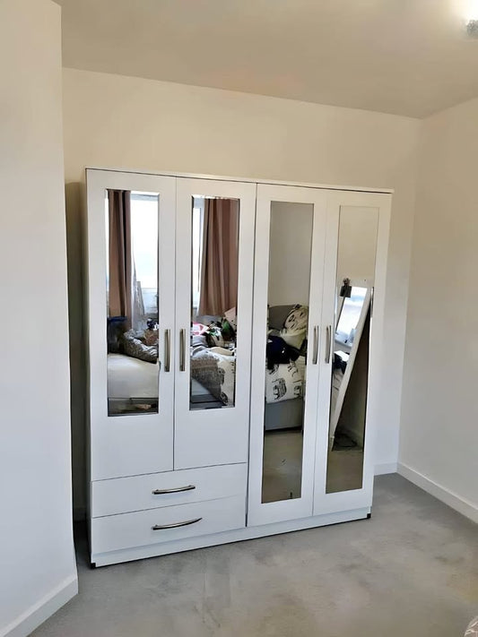4 Door Wardrobe | Including Drawers &  Mirrors